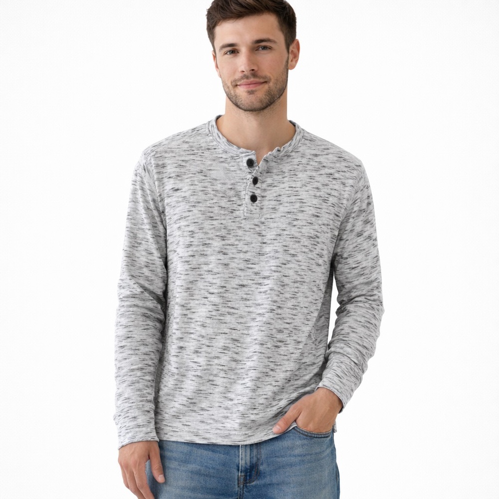 BKE Gray Slub Knit Long Sleeve Henley Shirt Men’s XXL
